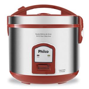 PANELA DE ARROZ PHILCO PH10V VISOR GLASS INOX/VERMELHO 127V