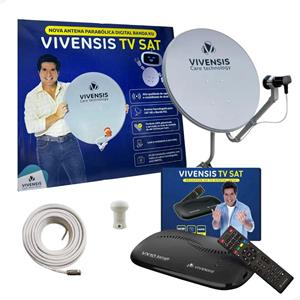 KIT ANTENA PARABÓLICA DIGITAL VIVENSIS 75CM COM RECEPTOR VX10