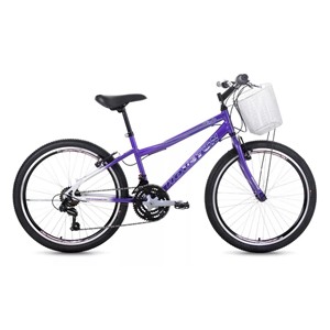 BICICLETA HOUSTON WINDY ARO 24 WD242S ROXO/PRATA COM CESTA