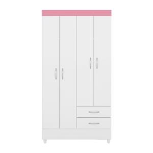 GUARDA ROUPA DEMÓBILE ASTRO 4 PORTAS BRANCO/ROSA