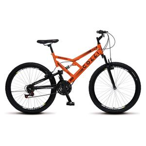 BICICLETA COLLI GPS ARO 26 DUPLA SUSPENSÃO 21 MARCHAS LARANJA NEON