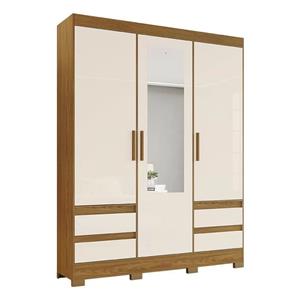 GUARDA ROUPA BRIZ 3 PORTAS 4 GAVETAS BE219-127 NATURE/OFF WHITE